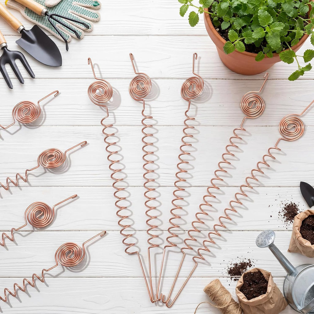 9 Pcs Electroculture Plant Stakes Copper Rods,Stylish,10 Inch | Copper Rods for Garden, Plant Stake Tensor Rings