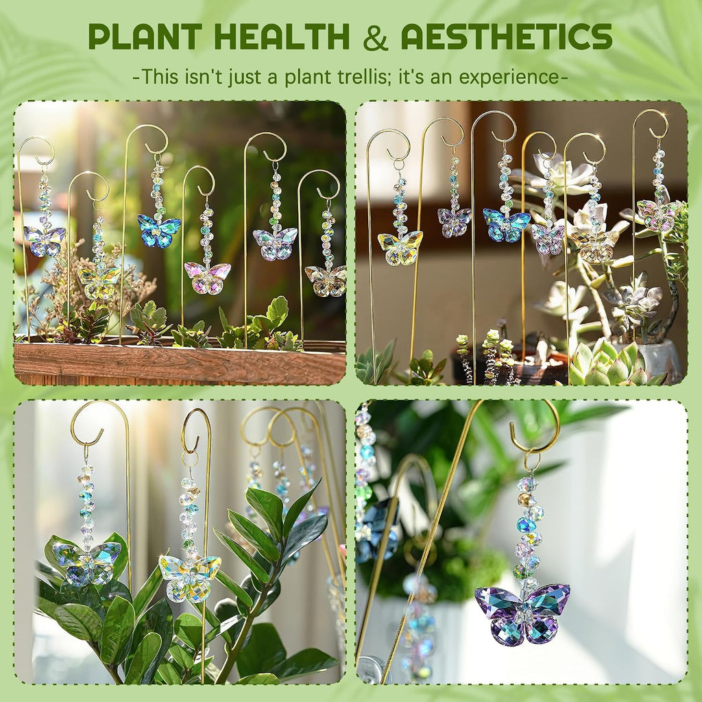 6 Pcs Colorful Butterfly Crystal Suncatcher Garden Plant Stake Plant Stake | Crystal Butterfly Garden Stakes Plant