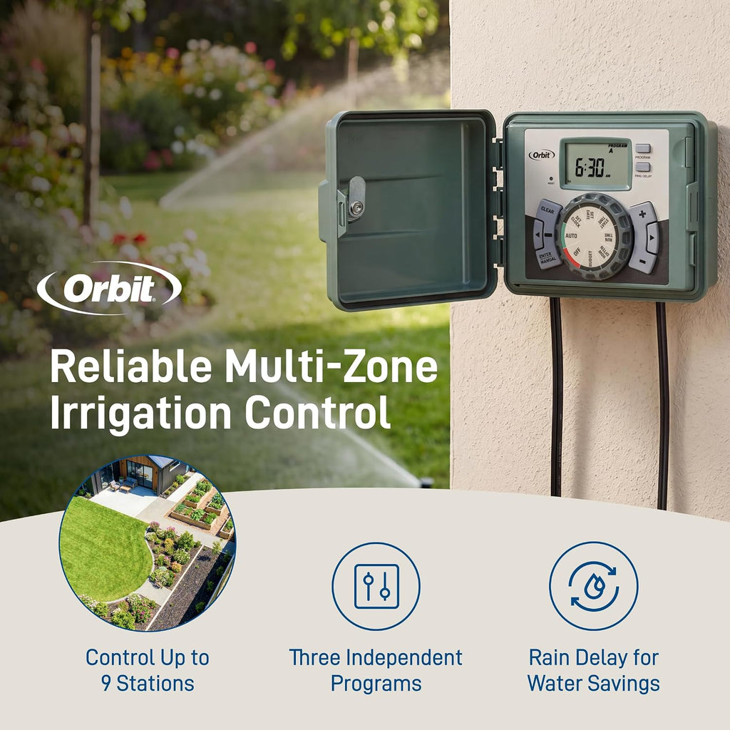 Orbit 57899 9-Station Outdoor Swing Panel Sprinkler System Timer