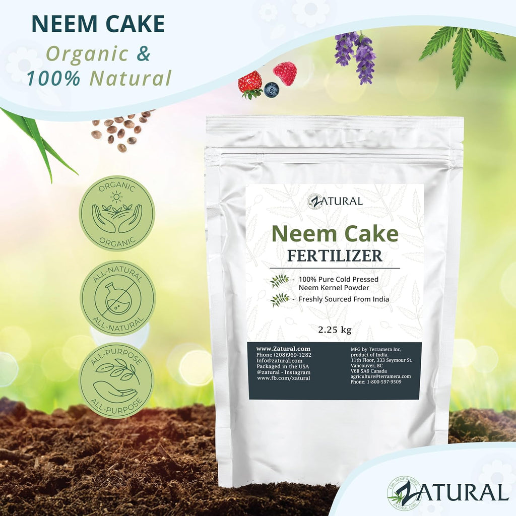 Zatural Natural Neem Cake Powder | Premium Organic Soil Conditioner & Plant Fertilizer | Azadirachta Indica Seed Meal