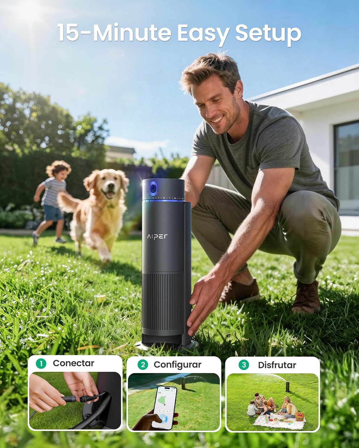 Aiper IrriSense 2 Lawn Sprinkler, Smart Irrigation System, Multi-Zone Plant-Specific Watering, Smart Scheduling