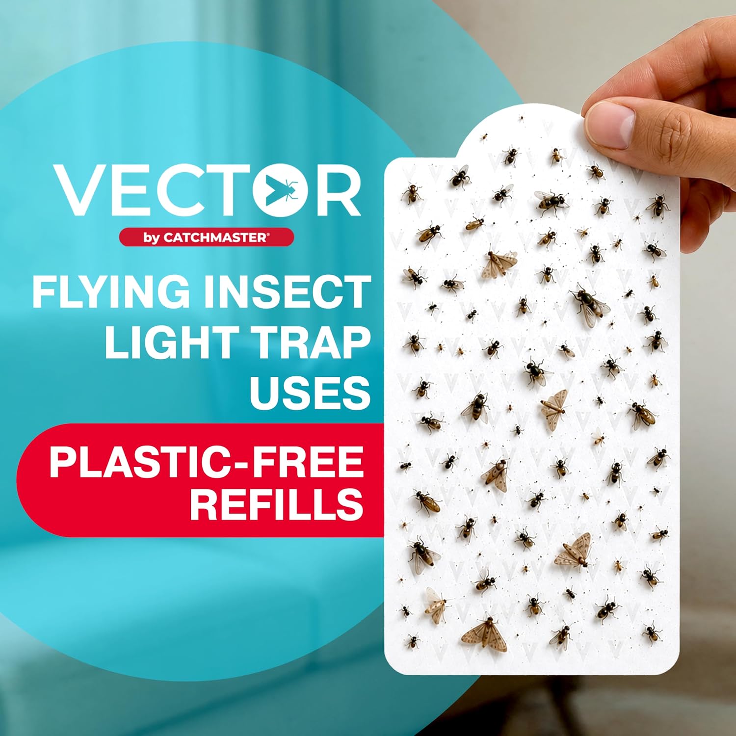 Catchmaster Vector 9 Plug in Fly Trap for House Flies, Fruit Flies & Gnats | Silent UV light bug catcher for kitchens