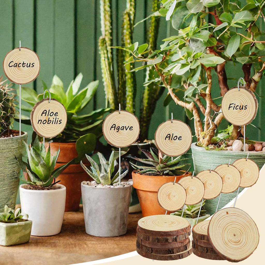 Hicarer 15 Set 4 Inch Large Wooden Plant Labels, 15 Pcs Garden Stakes(11.8 Inch Tall) &1 Marker Pen, Garden Markers