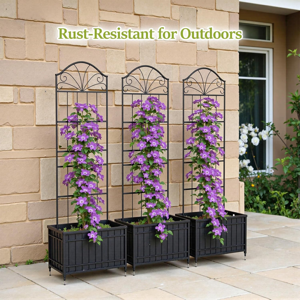 VOXOR Metal Trellis for Climbing Plants Outdoor, 60 * 19.7 Inch Tall Garden Trellis with Black Rustproof Coating