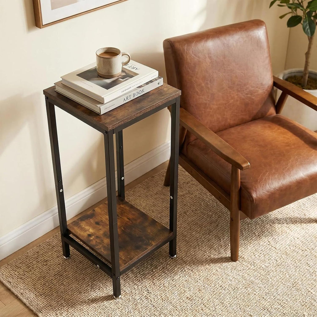 30 Inch Tall Plant Stand Indoor, 2 Tier Modern Square Plant Stand for Indoor Plants, Wood & Metal Flower Shelf Corner