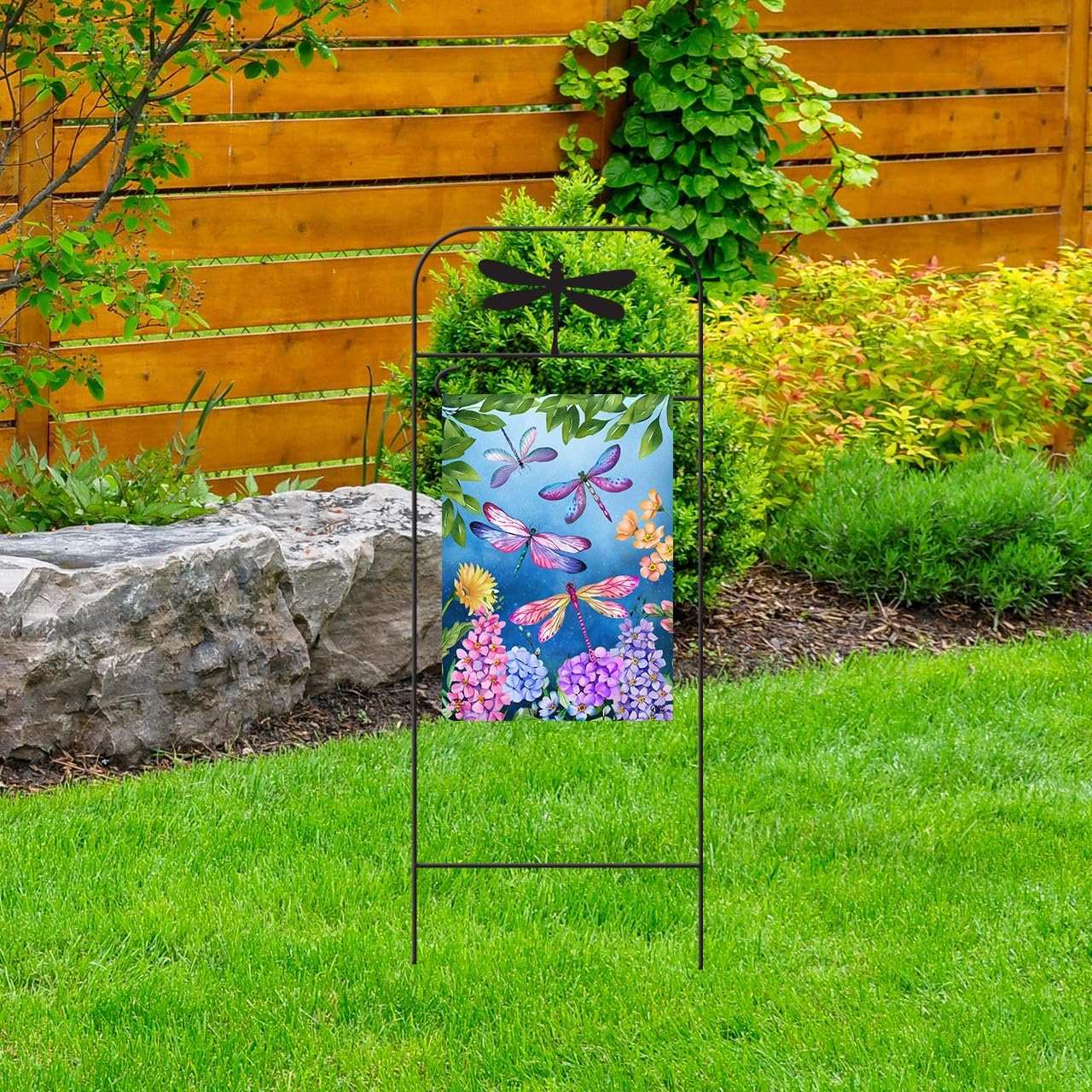 Briarwood Lane Everyday Wrought Iron Dragonfly Garden Flag Arbor 41x15 Garden Flag Decorative Arbor