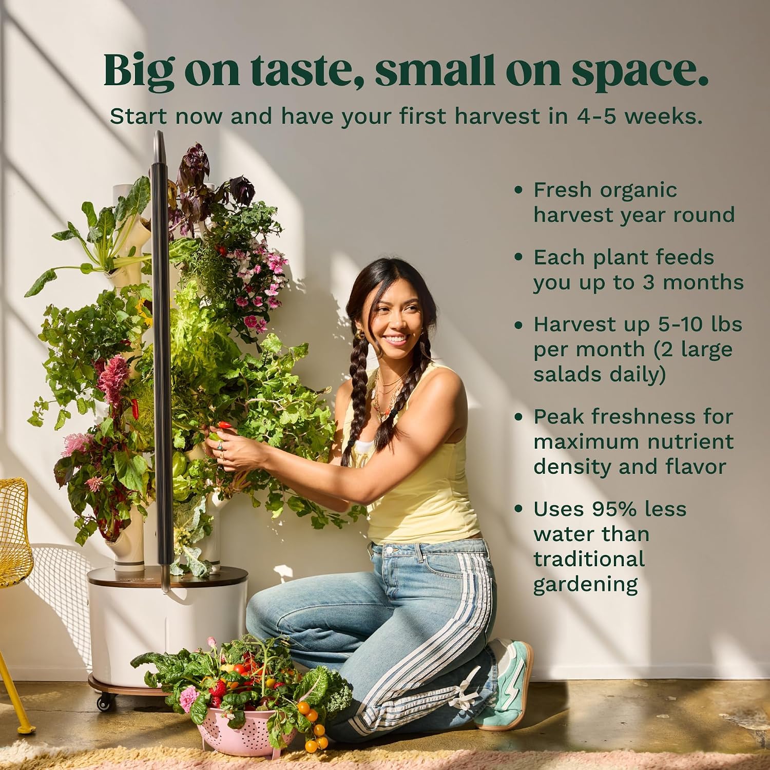 Gardyn Studio 2 Hydroponics Growing System - 16 Plants, Smart Tower | New & improved, non-GMO plants, herbs