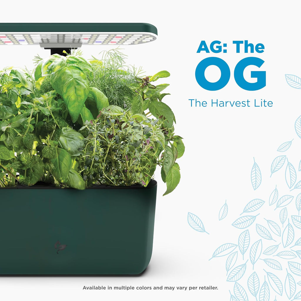 AeroGarden Harvest Lite, Green | Soil-free Indoor Hydroponic Garden with LED Grow Light for Year-Round Gardening of up