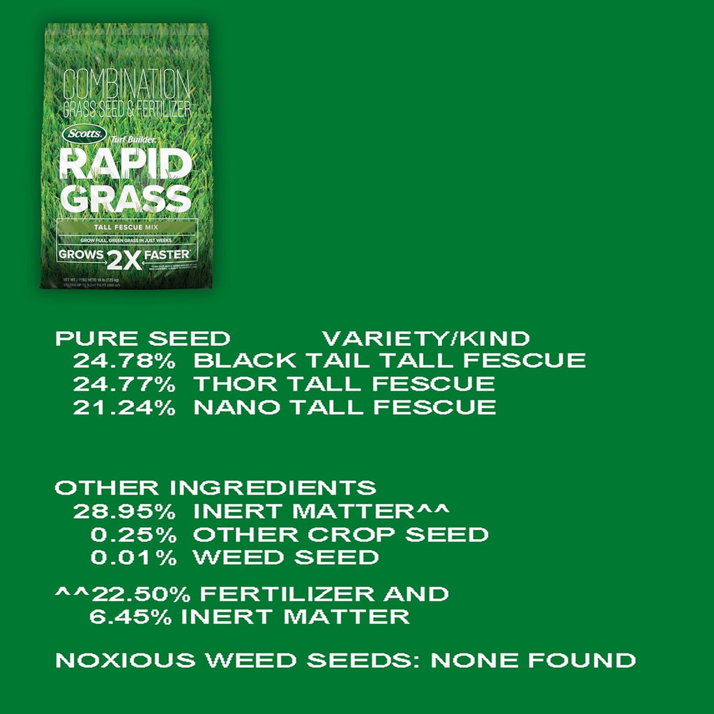Scotts Turf Builder Rapid Grass Tall Fescue Mix, 5.6 lbs. | Combination Grass Seed and Fertilizer for Lawns, Lawn Seed
