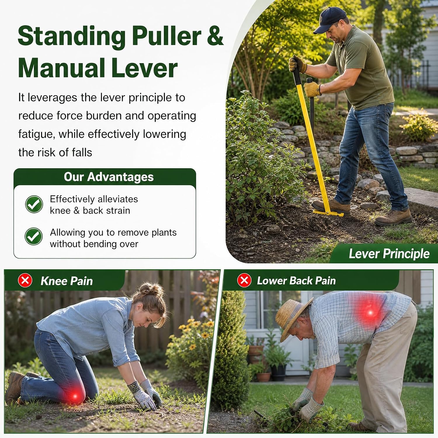 Heavy Duty Tree Puller, Large Sapling Puller, Manual Tool Uses High Leverage to Fully Uproot Stubborn Shrubs, Vines &
