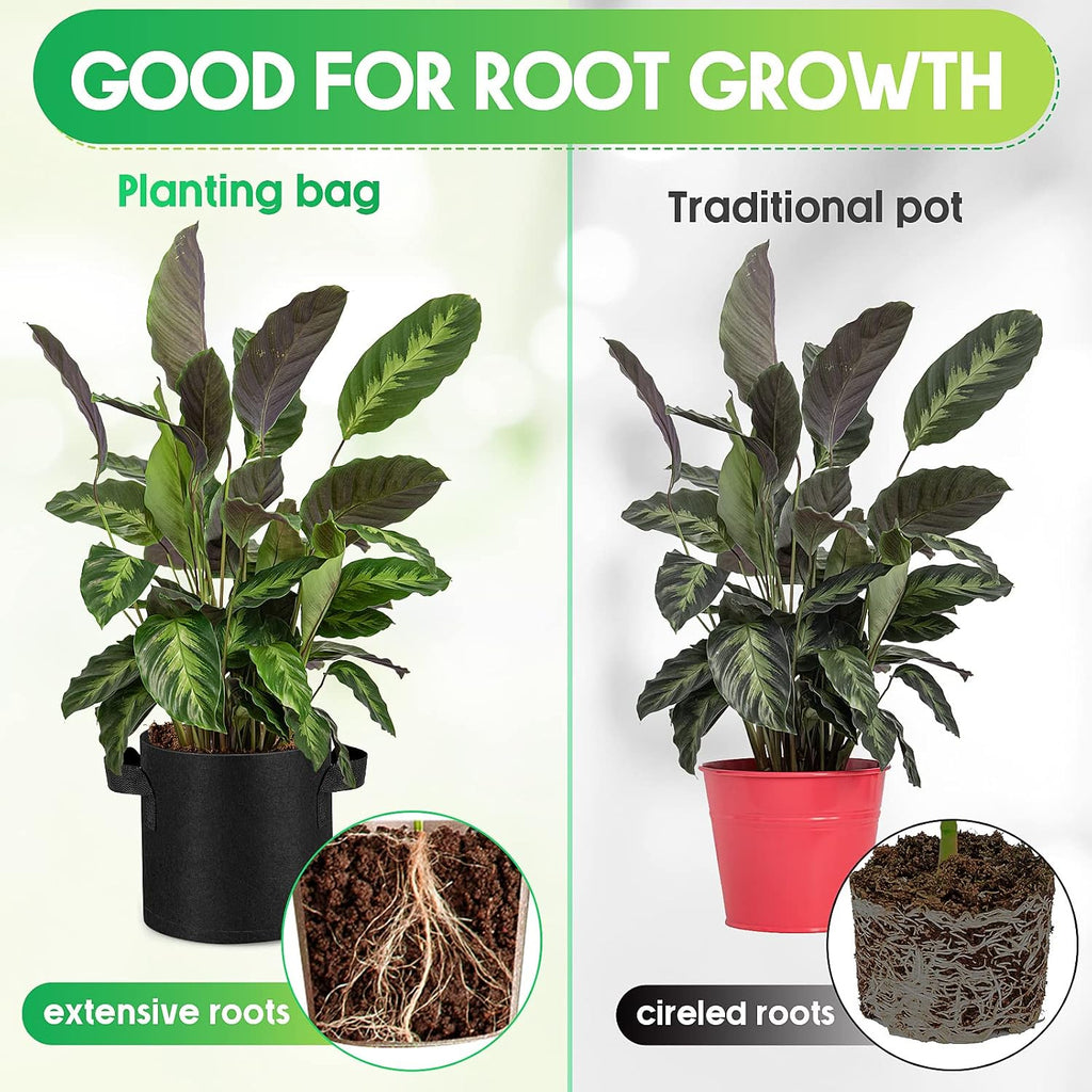Nuanchu 50 Packs Grow Bags Small Aeration Fabric Pots Nonwoven Garden Bags Grow Pots Planter with 50 Pcs Plant Labels