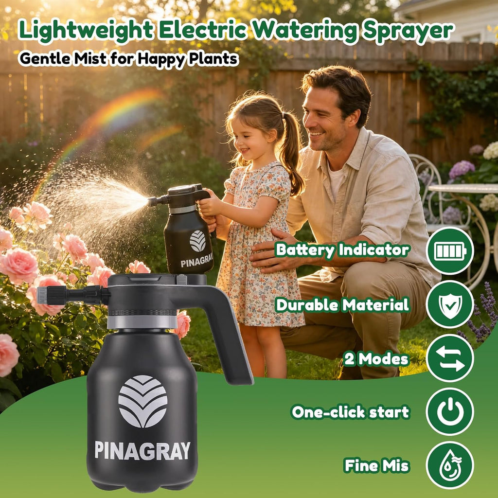 2L/0.5Gallon Upgraded Electric Water Sprayer with Thicker Body | precision nozzle + extension wand, 1hr runtime