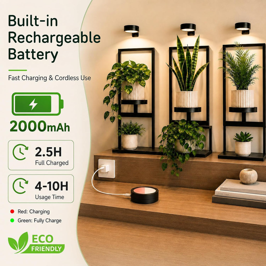 3-Pack Rechargeable Grow Lights for Indoor Plants, Cordless Plant Grow Lamp | Wireless Full Spectrum LED Plant Light