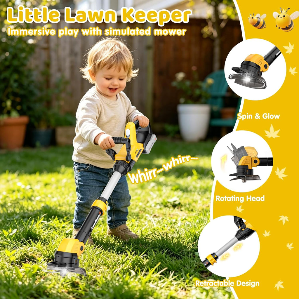 3-IN-1 Toddler Tool Set, Weed Wacker Toy, Kids Leaf Blower & Hedge Trimmer | Kids Garden Tool Set with Sounds & Lights