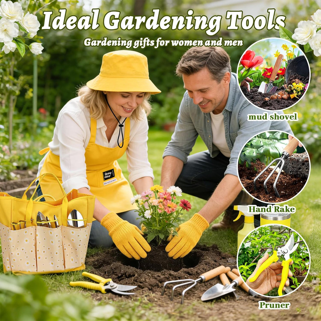 Women Gardening Gifts,19 PCS Daisy Garden Tool Set Kit,Gardening Tools Set | Gardening Gifts for Women Daisy Garden