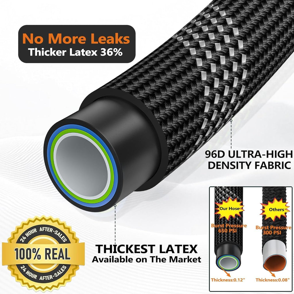 100 FT Non-Expandable Garden Hose, Lightweight Hose with 10 Function Spray Nozzle, Kink-Free Flexible Water Hose