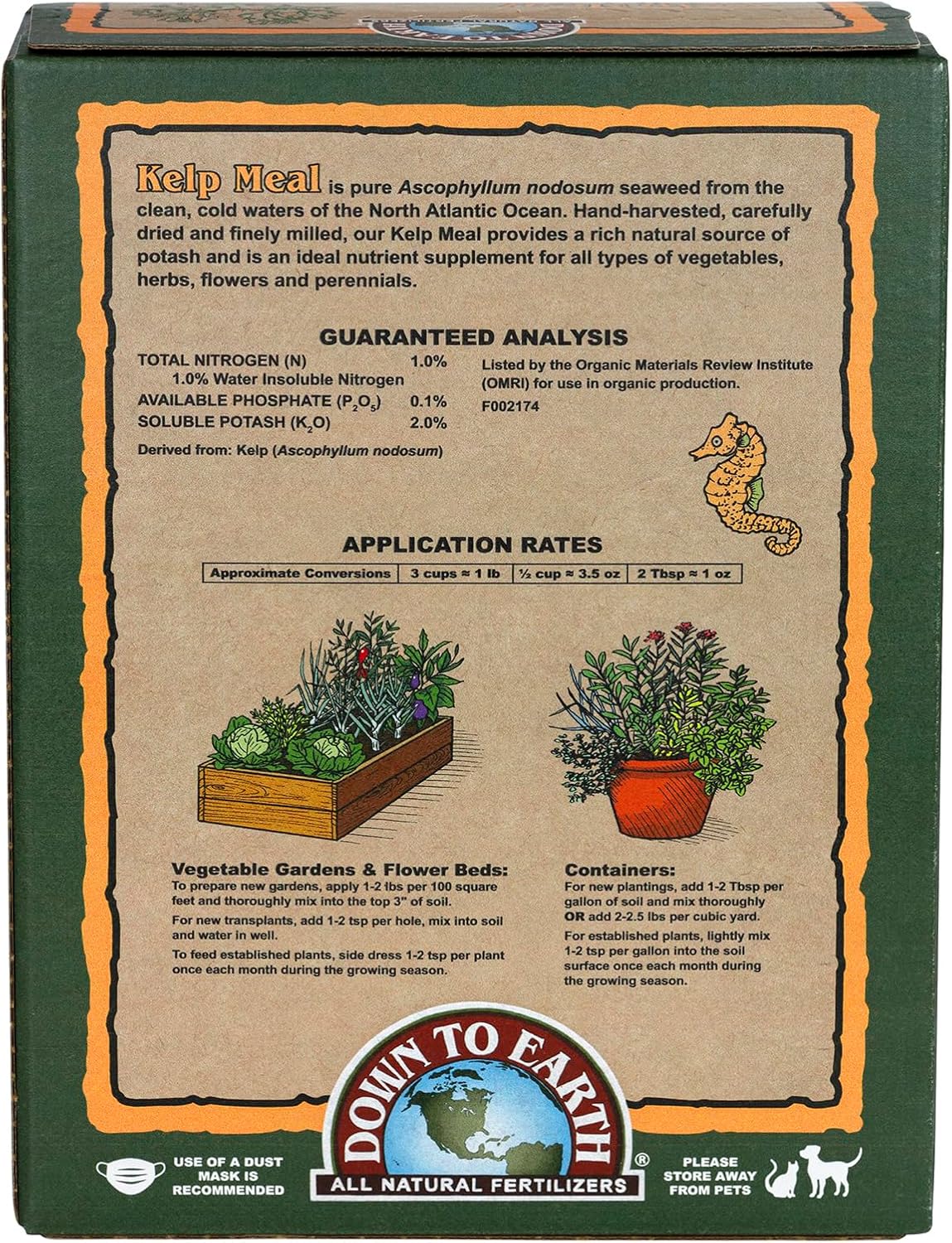 Down To Earth All Natural Fertilizers Organic Kelp Meal - 1-0.1-2, 4 lb | Plant Food with Seaweed (Ascophyllum