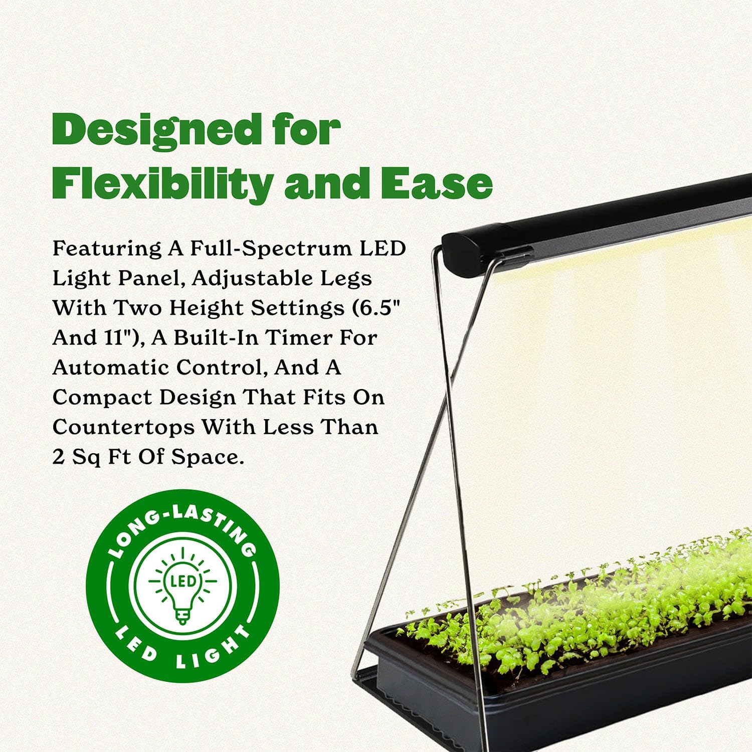 Seed Starting Grow Light – Full-Spectrum LED with Adjustable Height for Indoor Seedlings | Energy-Efficient