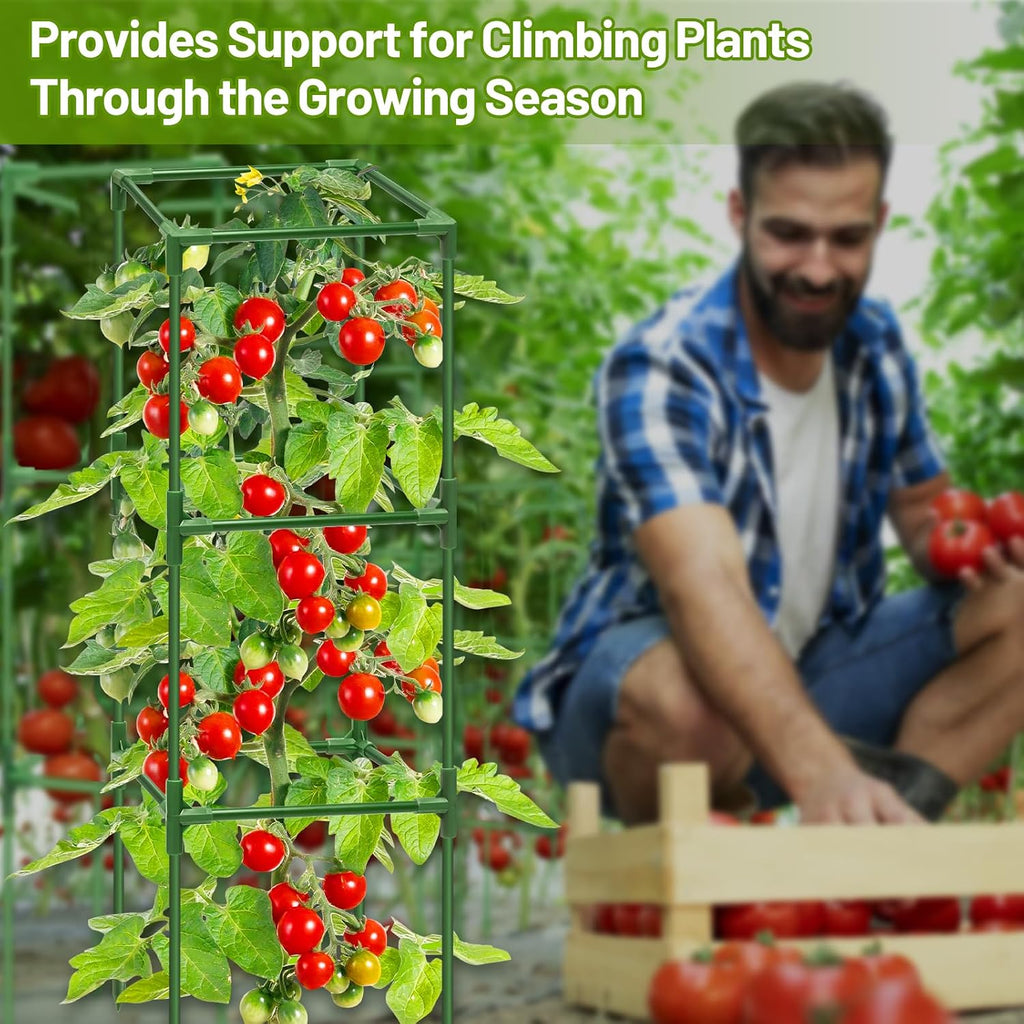 2 Pack 45 Inch Tomato Cages for Garden, Heavy Duty Tomato Trellis | Adjustable & Reusable Square Tomato Plant Support