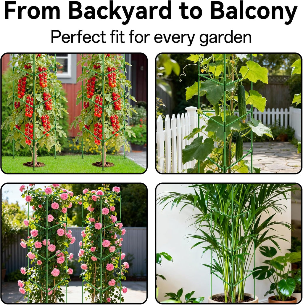 Halatool 72" Tomato Cages Heavy Duty, 4Pack Tomato Plant Support for Garden | Adjustable Metal Trellis for Pots &