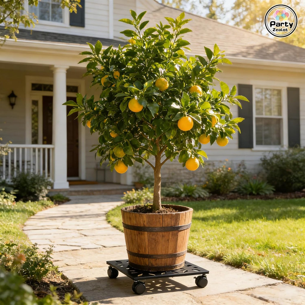 Party Zealot 12 Inch Plant Caddy with Wheels, 3 Pack Plant Stand with Wheels Heavy-Duty Metal Square Rolling Plant