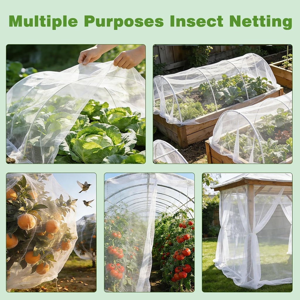 Garden Netting Pest Barrier, 10 X 50FT Insect Netting for Garden Raised Beds, Garden Mesh Netting Bug Netting Row Cover