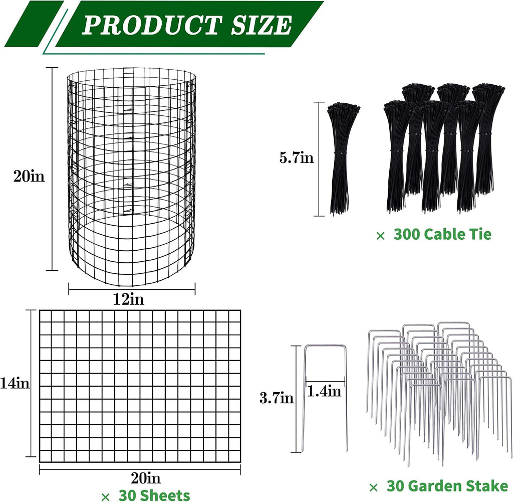 Adnee 10 Packs Wire Plant Protector from Animals - 20" H X 12" D Metal Mesh Plant Cage Covers - Sturdy Garden Bunny