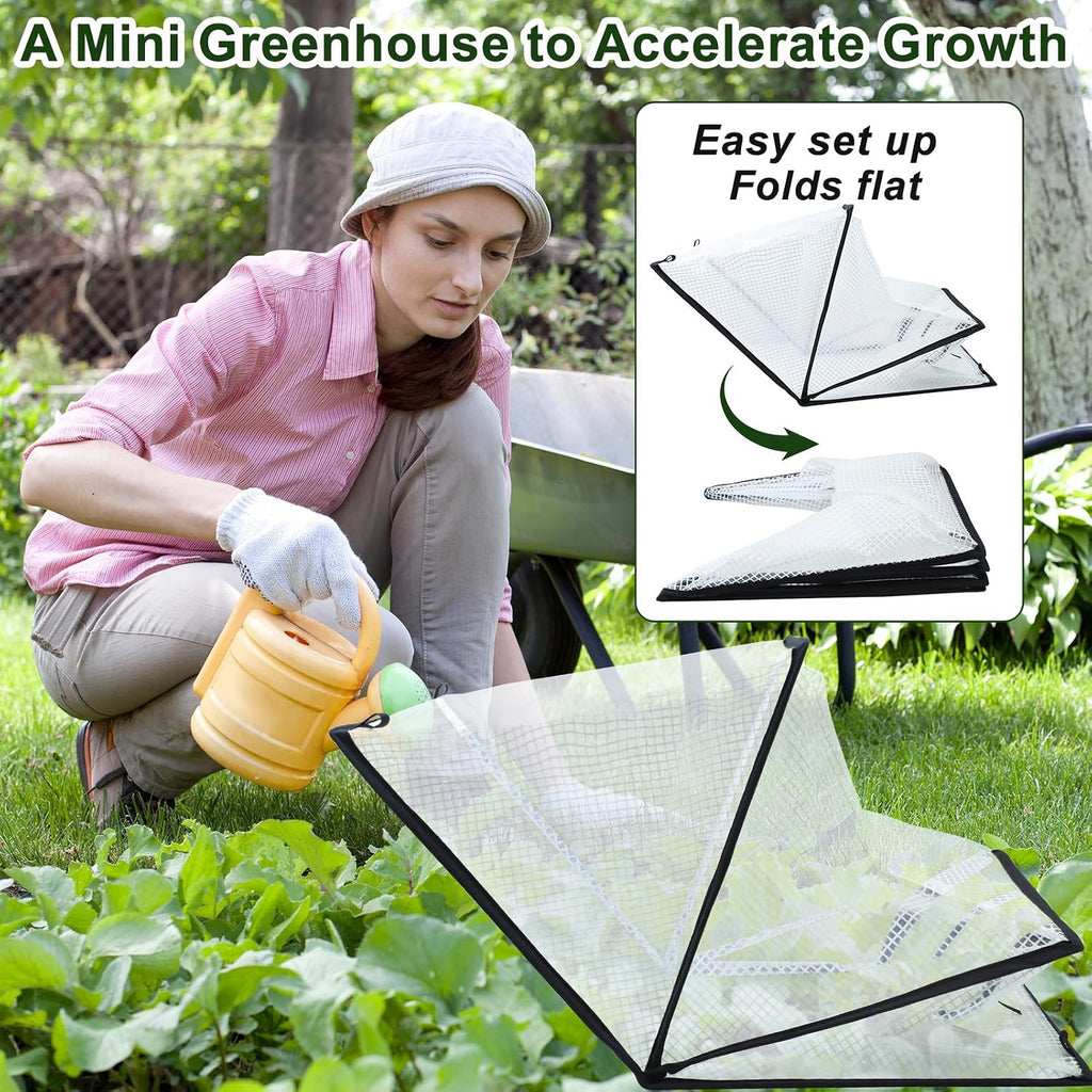 2Pack Garden Row Accelerator Plants Cover, Foldable Raised Garden Bed Cover with Zipper Door Waterproof Small