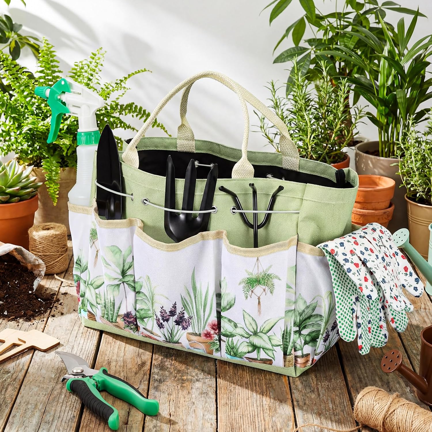 Sintuff 9 Pcs Garden Kneeler and Seat with Gardening Tools and Pouch Heavy Duty Gardening Stools for Seniors Foldable