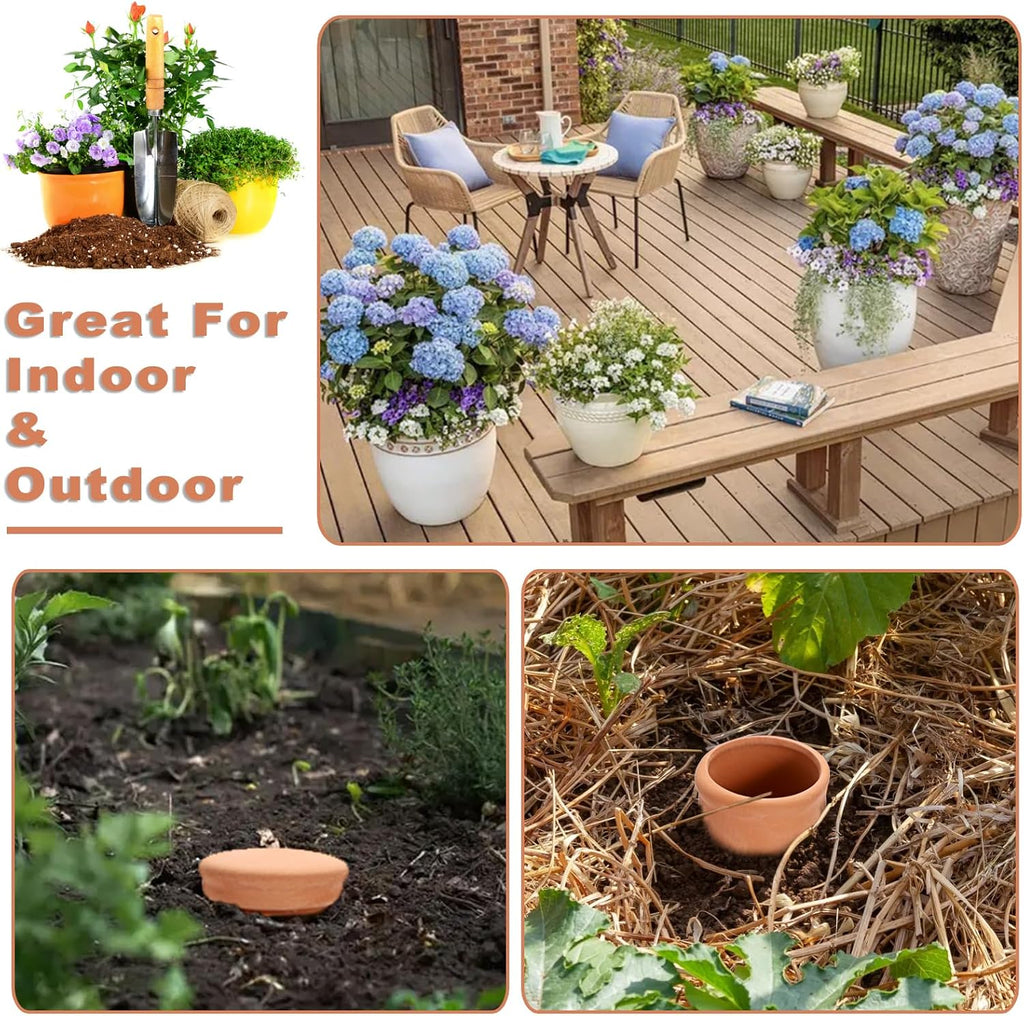JUXYES 6 Pack Terracotta Self Watering Pots Watering System Planter Spikes | 18 oz Plant Watering Globes with Lid
