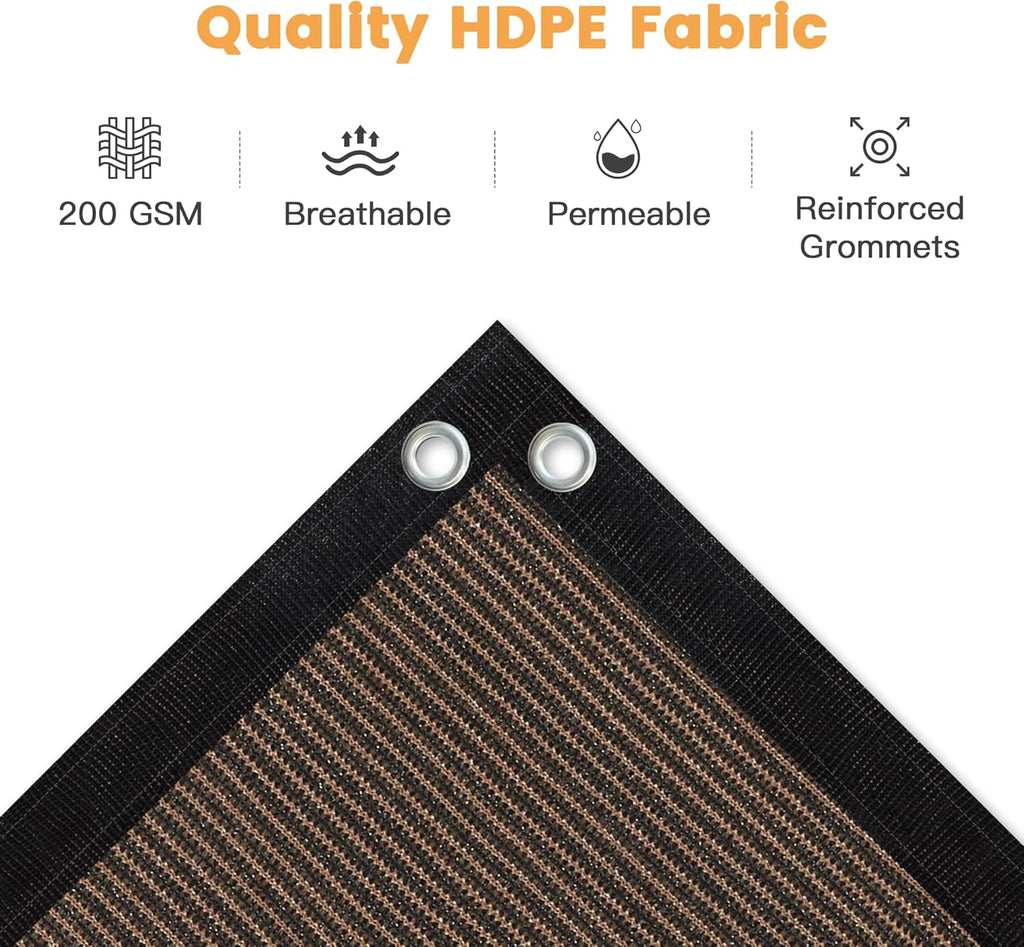 VICLLAX Shade Fabric Sun Shade Cloth Privacy Screen with Grommets for Patio Garden Pergola Cover Canopy 6x10 FT, Mocha