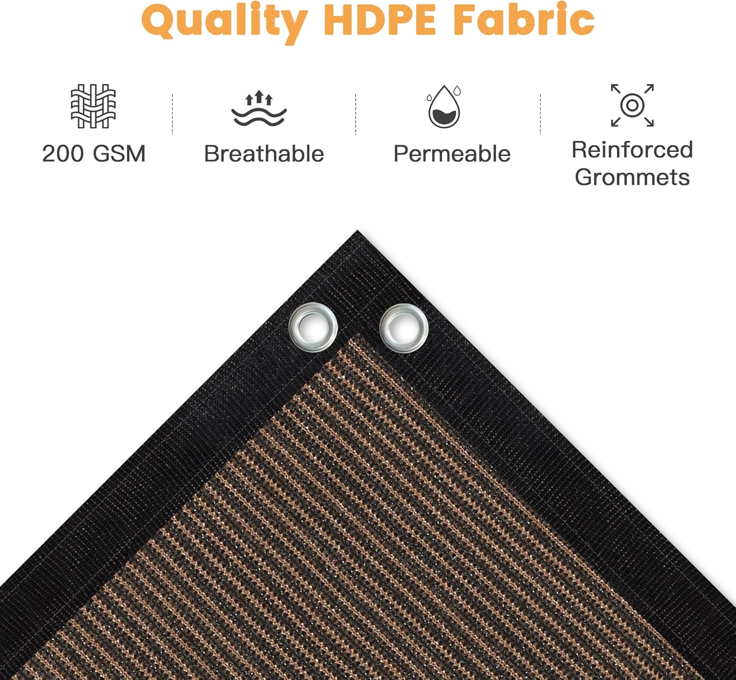 VICLLAX Shade Fabric Sun Shade Cloth Privacy Screen with Grommets for Patio Garden Pergola Cover Canopy 6x10 FT, Mocha