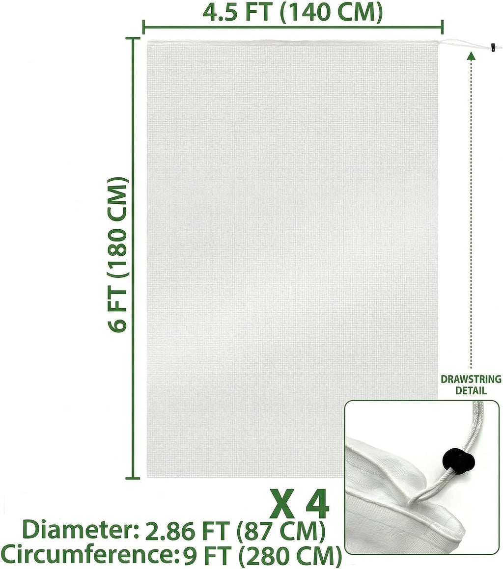 Fruit Tree Protection Bags 4.5x6 FT | Pack of 4 Garden & Insect Netting | Plant Net Cover for Vegetables, Blueberry &