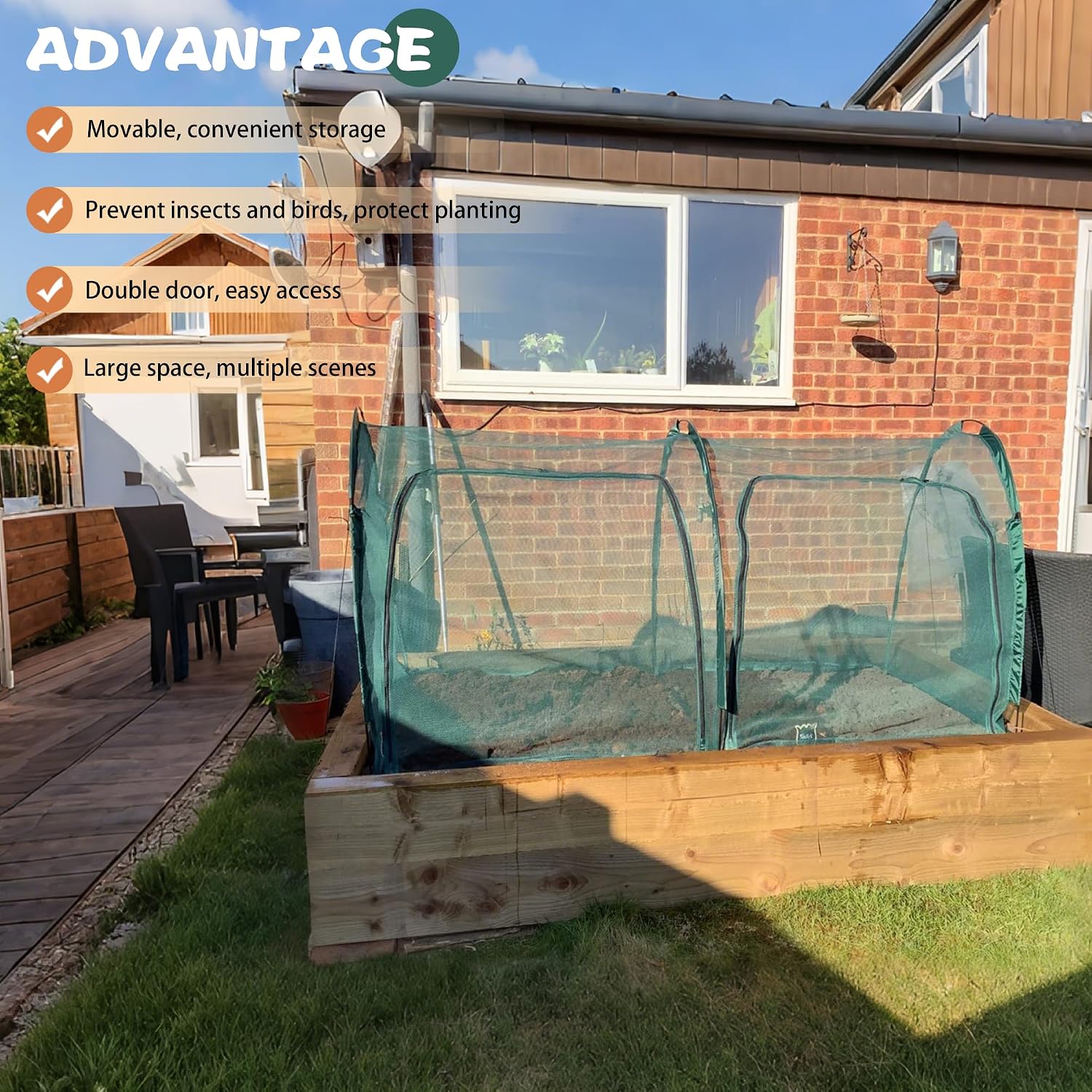 Flexible Net Grow Tunnel - Garden Greenhouse Mesh Covers Growhouse Cloche for Protecting Fruit Vegetables Plants