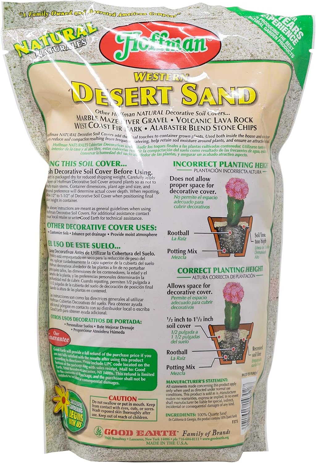 Hoffman Western Desert Sand Decorative Soil Cover for Potted or Bedded Plants, 2 Dry Quarts, 2 Pack