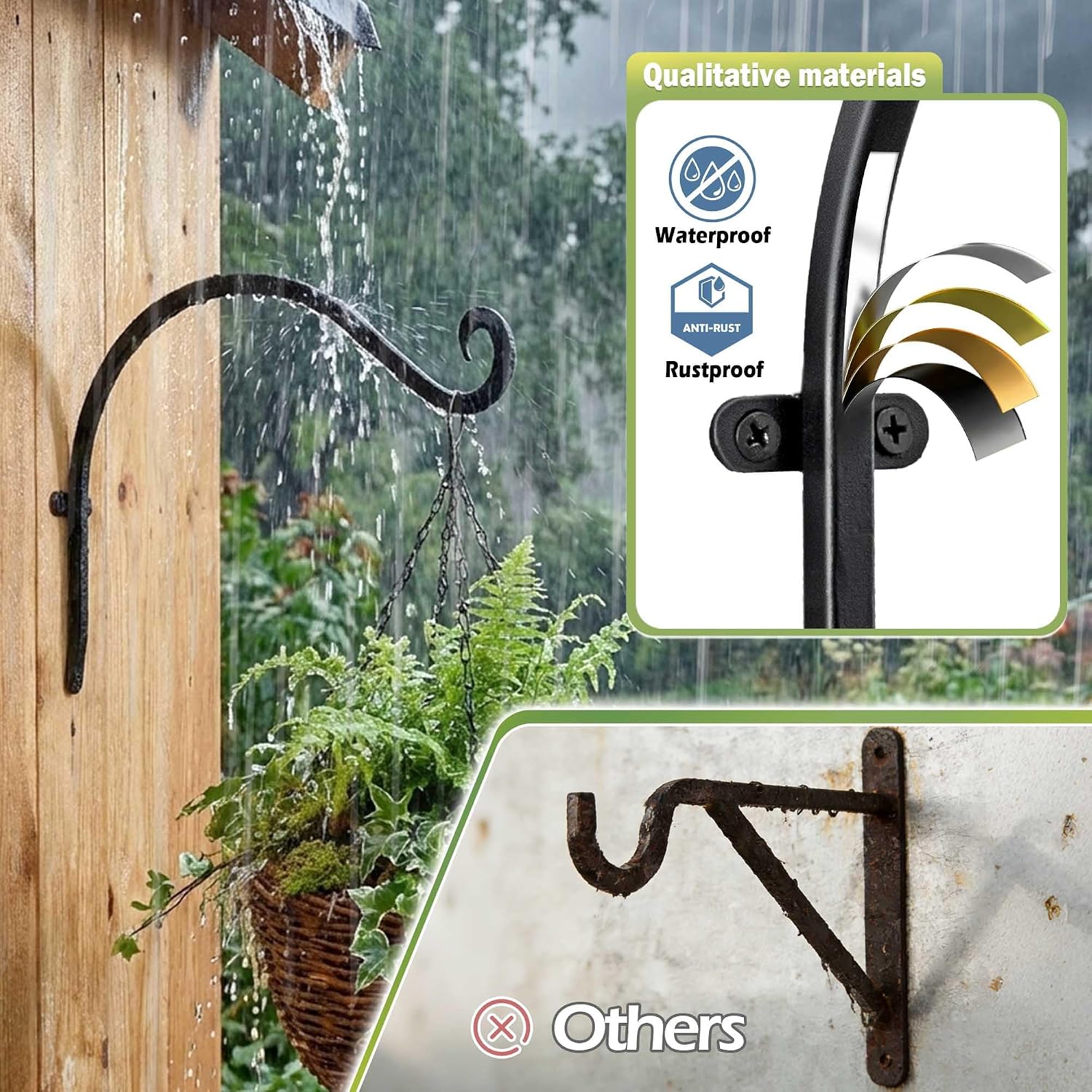 AJART Heavy-Duty Plant Hanger Outdoor: 12" / 2 Pieces Hanging Plant Bracket | Can Hold 50 Lbs Plant Basket or Large