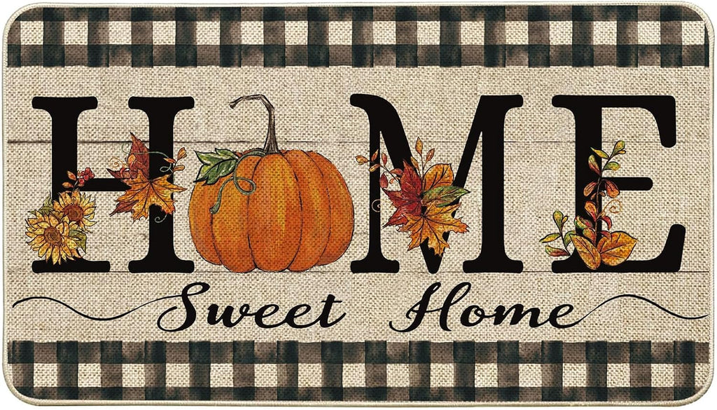 2 Pcs Fall Maple Leaf Welcome Doormat-Fall Decor Orange White Door Mat Set