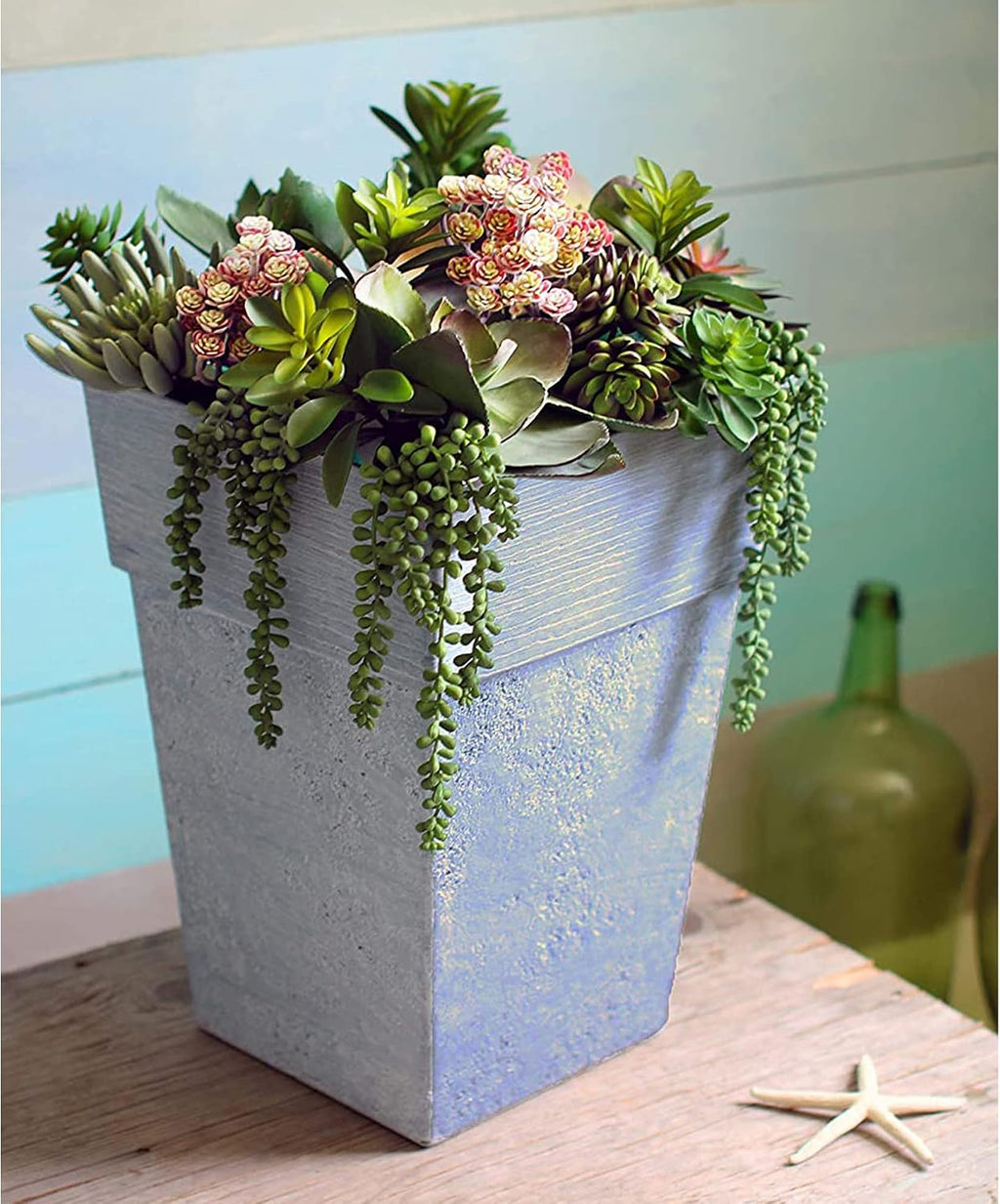 The HC Companies 18 Inch Avino Tall Square Planter - Decorative Indoor Outdoor Plant Pot for Front Porch, Deck, Patio