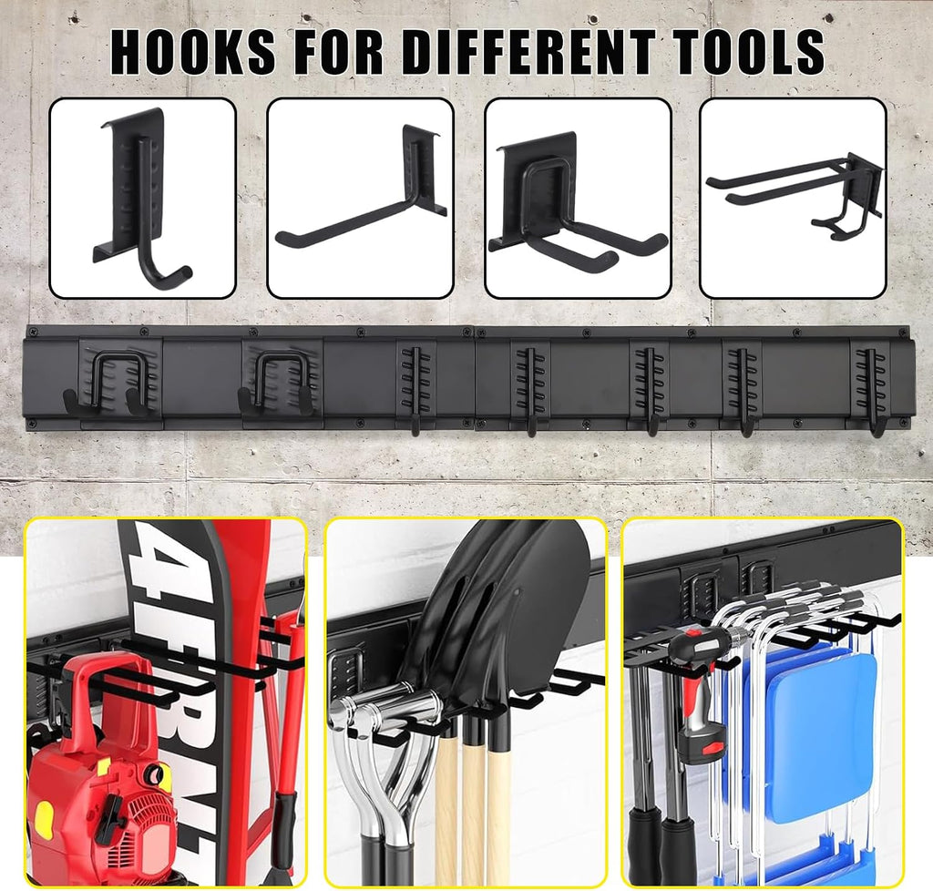 Garvee 64 Inch Garage Tool Organizer Wall Mount, Heavy Duty Garden Tool Storage Organization with 12 Adjustable Hooks