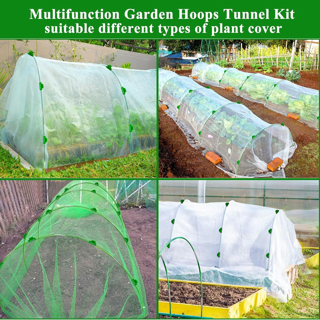 60Pcs Greenhouse Hoops Grow Tunnel Wide, 8FT Rust-Free Fiberglass Support Garden Hoops Kit for Raised Beds Plant Cloth