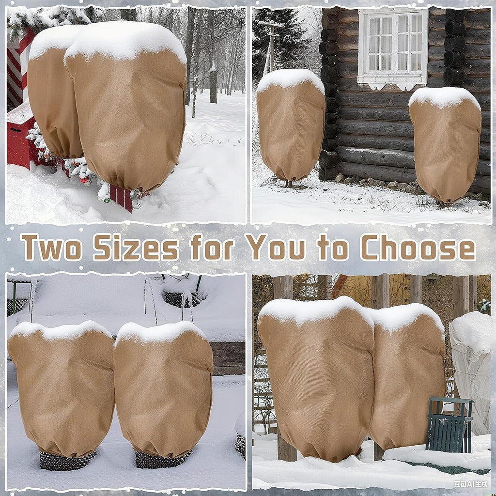 4 Pcs Plant Covers Freeze Protection Reusable Plant Protector with Zipper and Drawstring, Winter Bush Covers Freeze