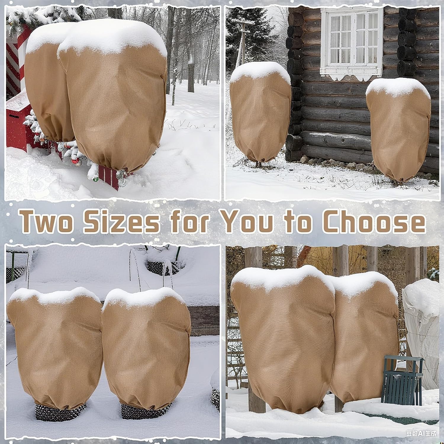4 Pcs Plant Covers Freeze Protection Reusable Plant Protector with Zipper and Drawstring, Winter Bush Covers Freeze