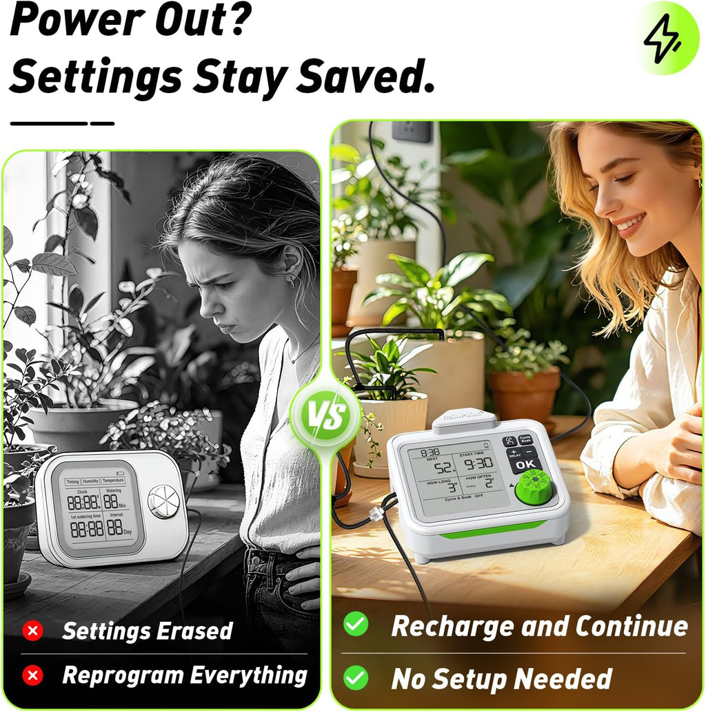 RAINPOINT Indoor Large Display Automatic Plant Waterer Kit | Drip Irrigation System with Next Watering Countdown