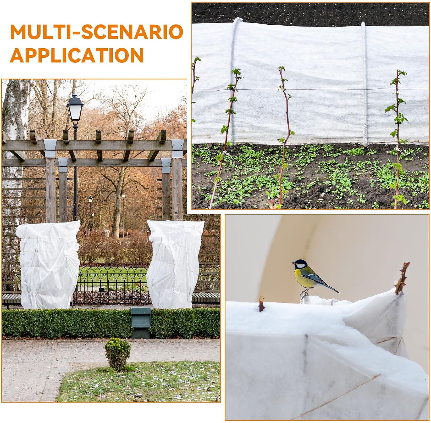 Uiifan 3 Pcs Plant Cover Freeze Protection 10 x 33 ft Floating Row Blanket Reusable Garden Bed Cover Frost Cloth Frost