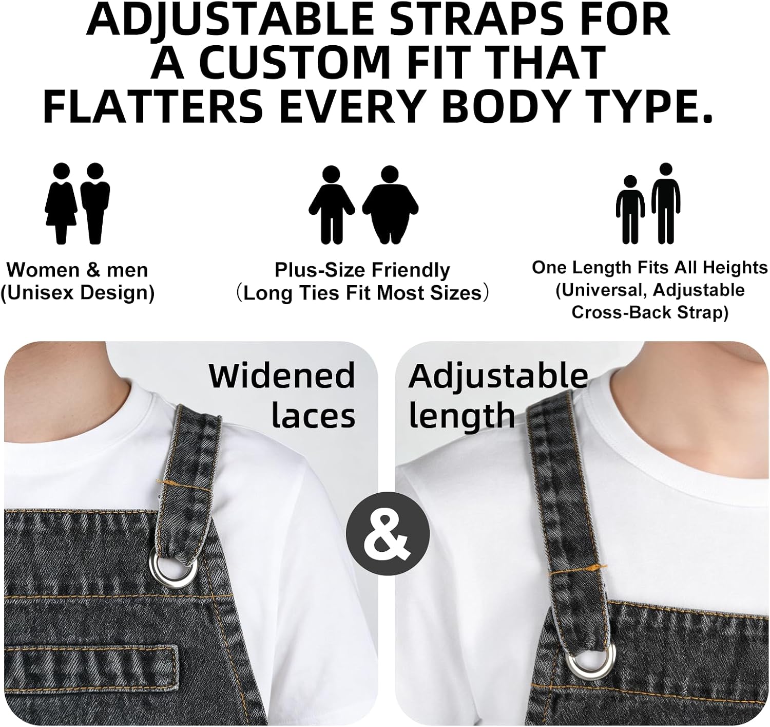 Denim Apron with Pockets for Hairstylist Gardening Craftsmen Barista,Jean Apron for Women Men Cross Adjustable Strap