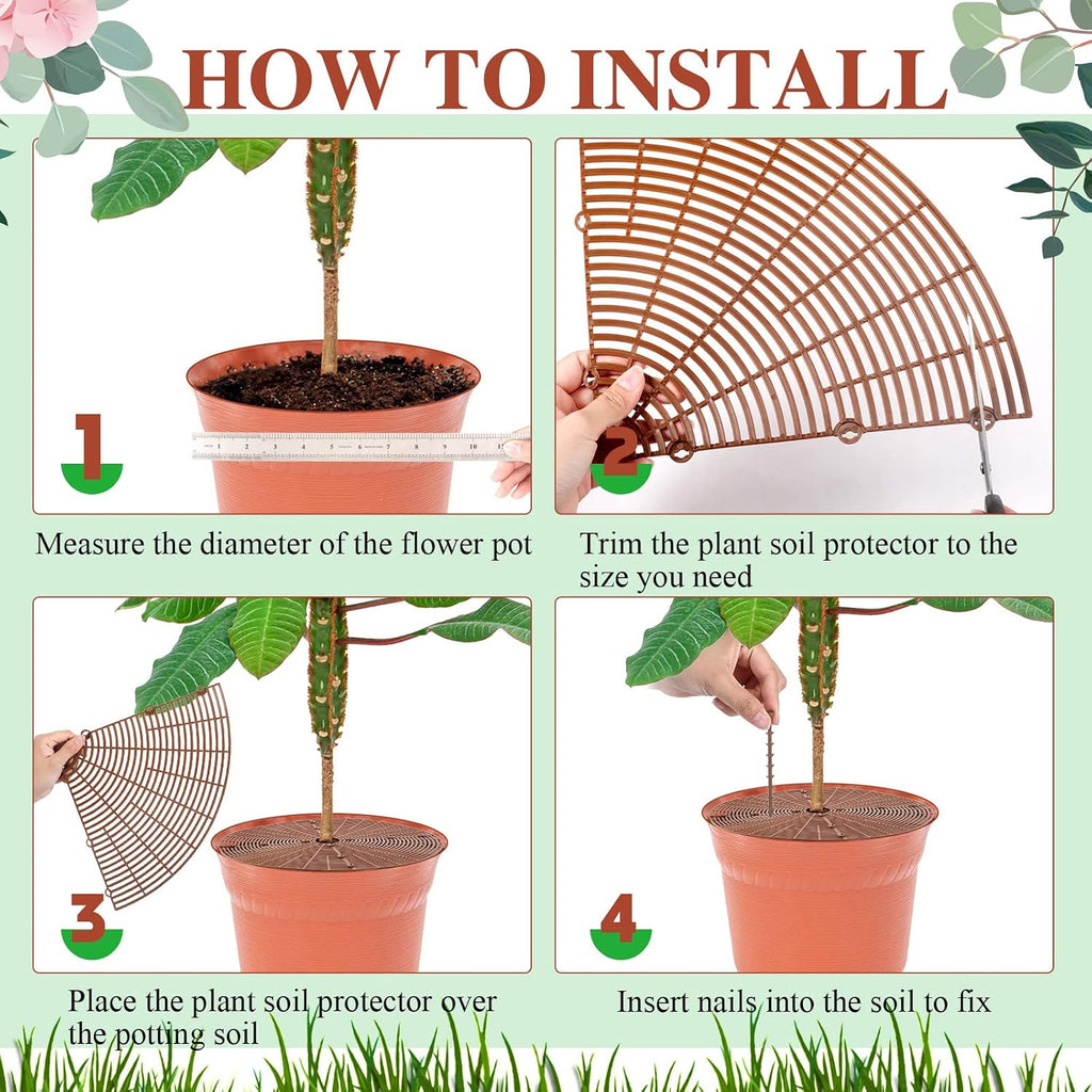 Sawysine 3 Pcs Plant Pot Cover Plant Protector from Animal Flower Pot Grid with Center Cutout Flower Cover Soil
