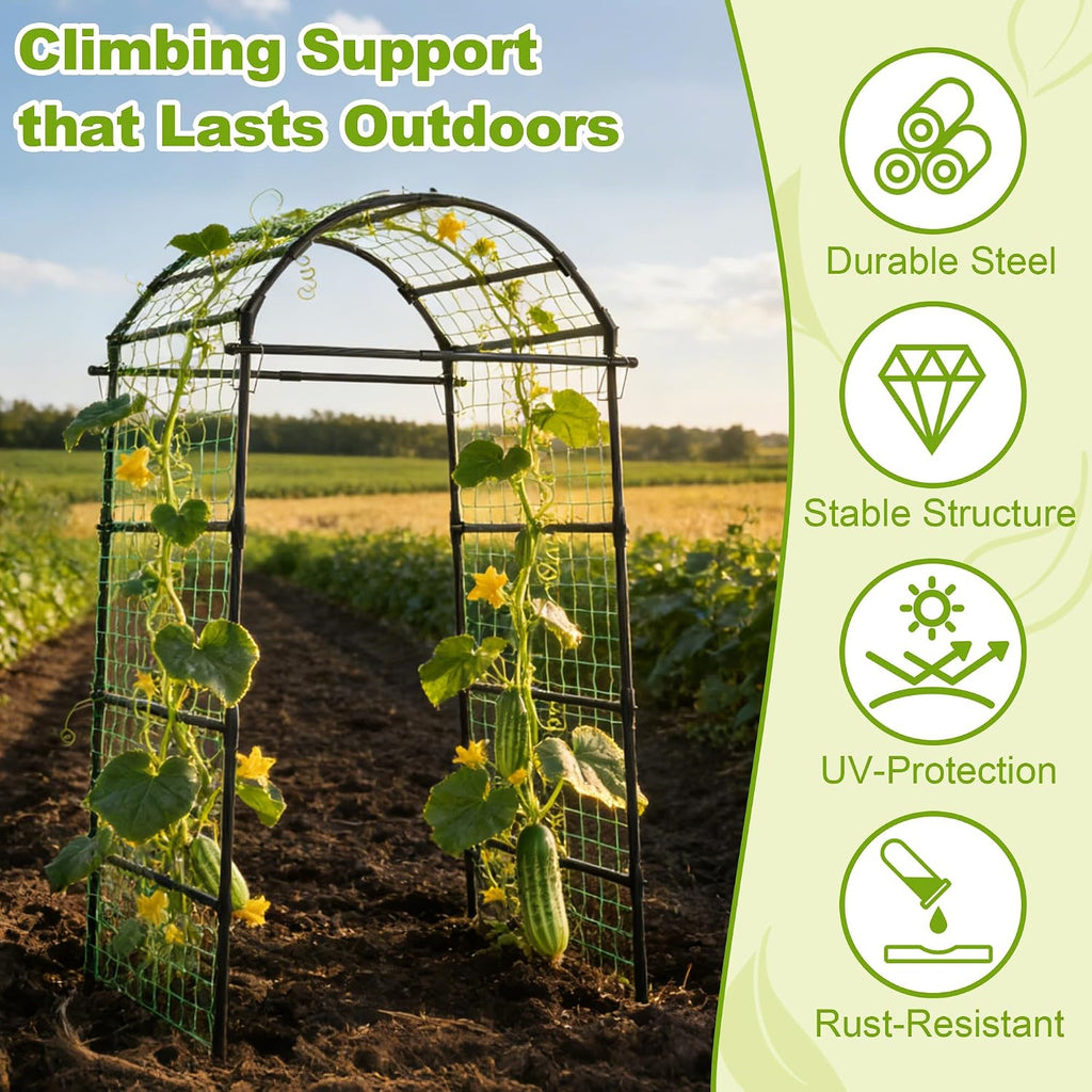 Miory Garden Arch Trellis for Climbing Plants Outdoor, 7ft Tall Plants Support Trellis for Climbing Vine Tomato