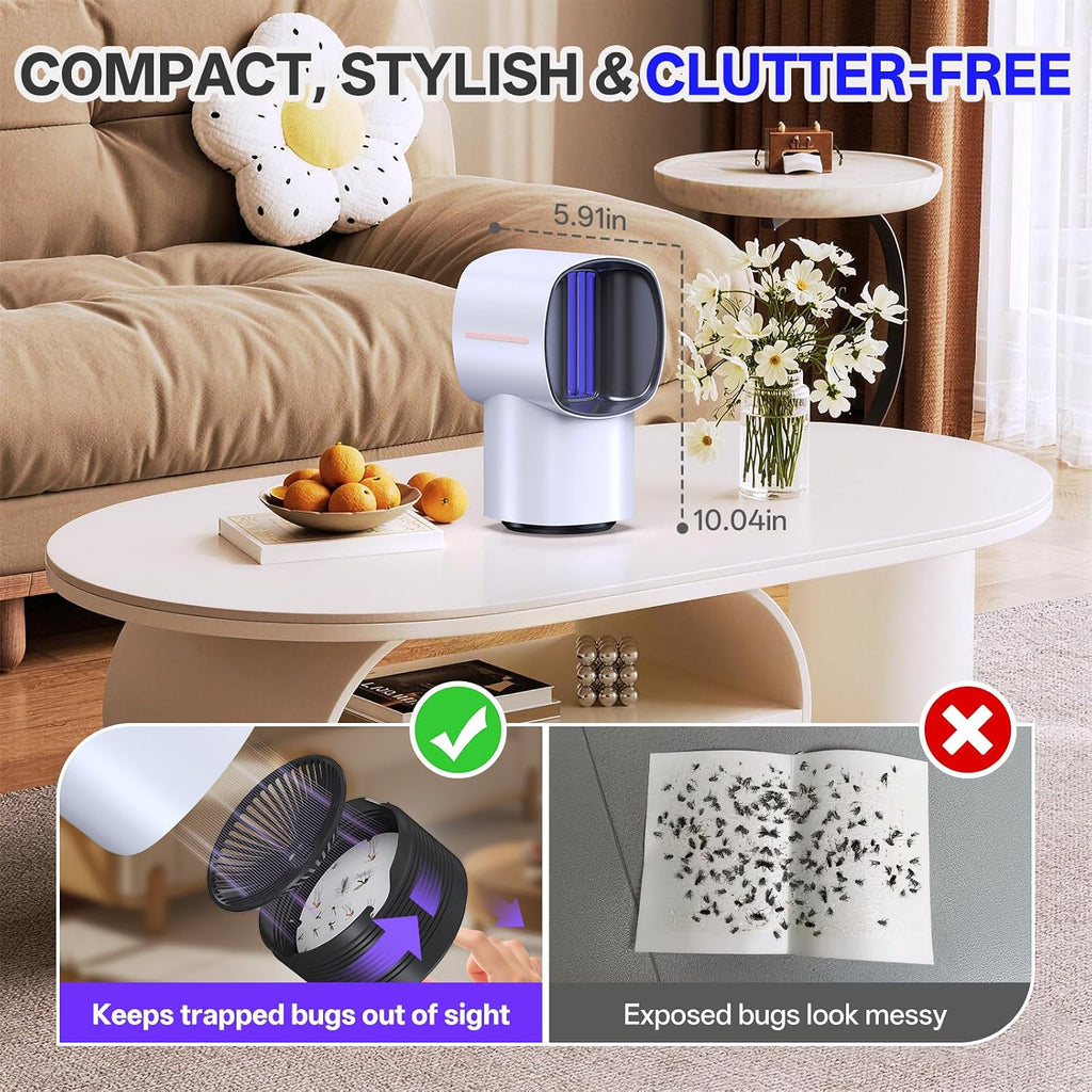 Fruit Fly Traps for Indoors, Gnat and Insects Catcher for House with UV Light, Heat Lure, Fan Suction, Ideal for