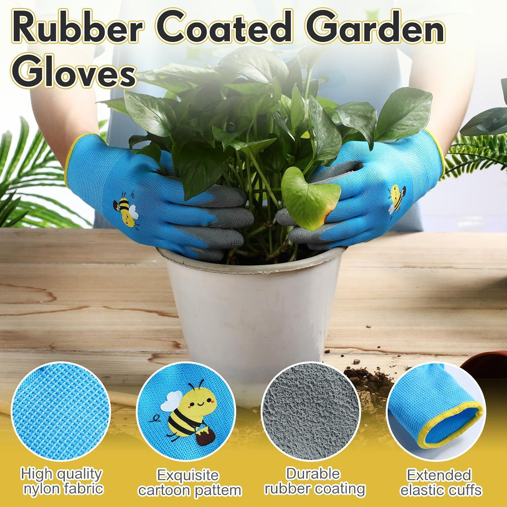 24 Pairs Kids Gardening Gloves Kids Children Yard Grippy Rubber Coated Garden Work Gloves for Girls Boys Outdoor