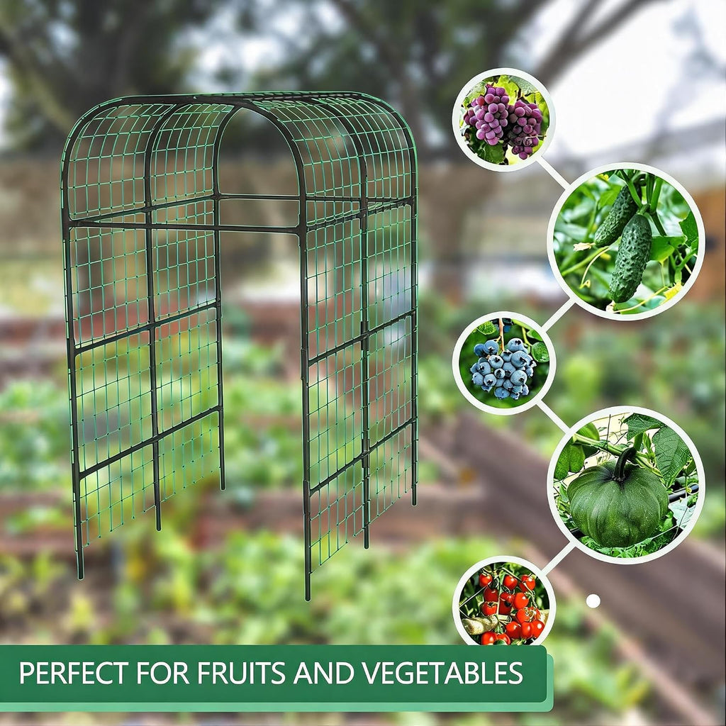 Garden Arch Trellis for Raised Beds, 7.3 FT Metal Cucumber Trellis with Plastic Connectors, u-Shape Plant Support for